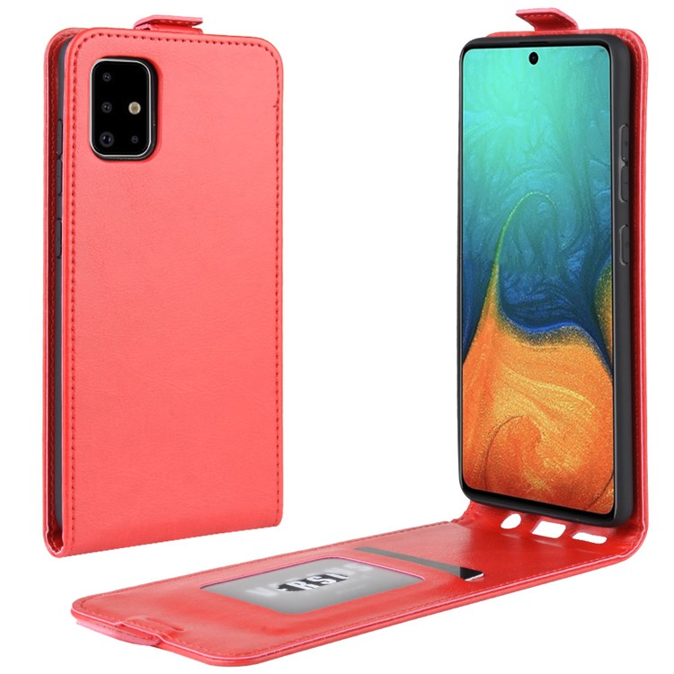 Crazy Horse Skin PU Vertical Flip Leather Shell for Samsung Galaxy A71 - Red-1