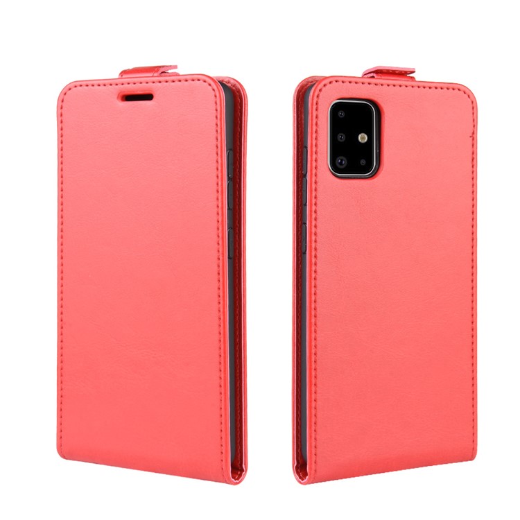 Crazy Horse Skin PU Vertical Flip Leather Shell for Samsung Galaxy A71 - Red-4