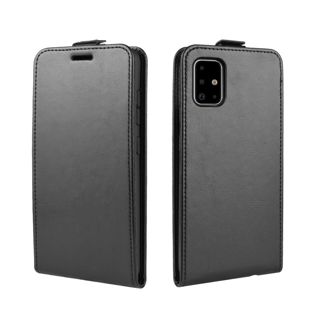 Crazy Horse Skin PU Vertical Flip Leather Shell for Samsung Galaxy A71 - Black-4