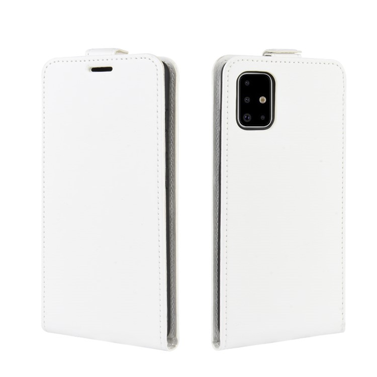 Loco De La Piel Del Caballo De La PU De La Cáscara De Cuero Vertical Del Tirón Para Samsung Galaxy A71 - Blanco-4