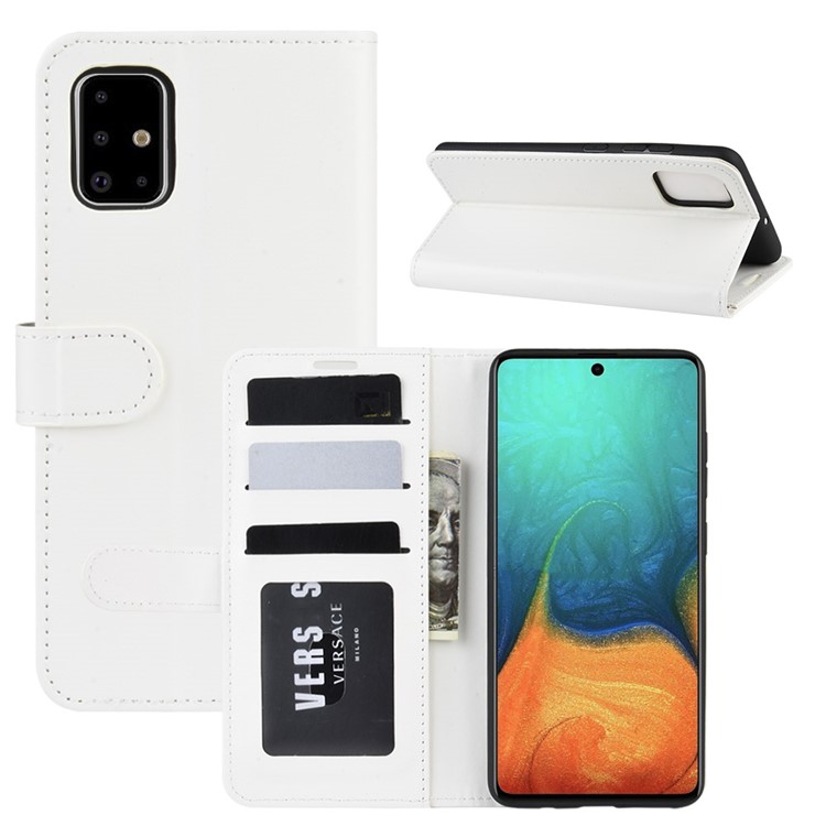 Crazy Horse Skin PU Leather Flip Phone Case for Samsung Galaxy A71 - White-1