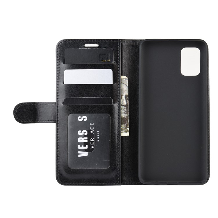 Crazy Horse Skin PU Leather Flip Phone Case for Samsung Galaxy A71 - Black-4