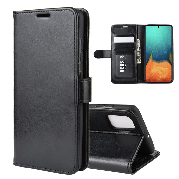 Crazy Horse Skin PU Leather Flip Phone Case for Samsung Galaxy A71 - Black-8