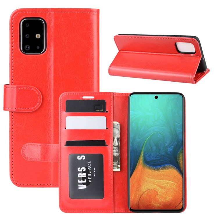 Crazy Horse Skin PU Leather Flip Phone Case for Samsung Galaxy A71 - Red-1
