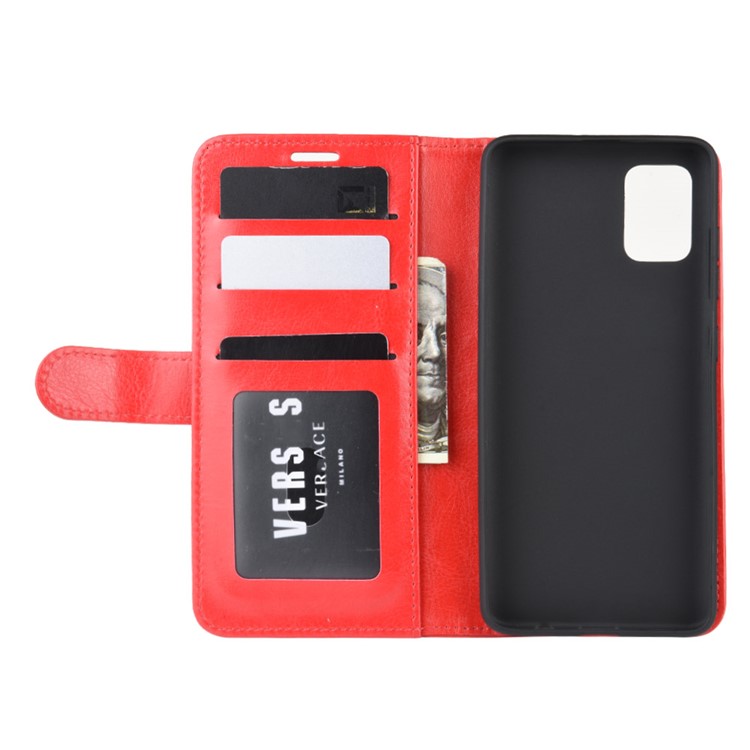 Crazy Horse Skin PU Leather Flip Phone Case for Samsung Galaxy A71 - Red-4