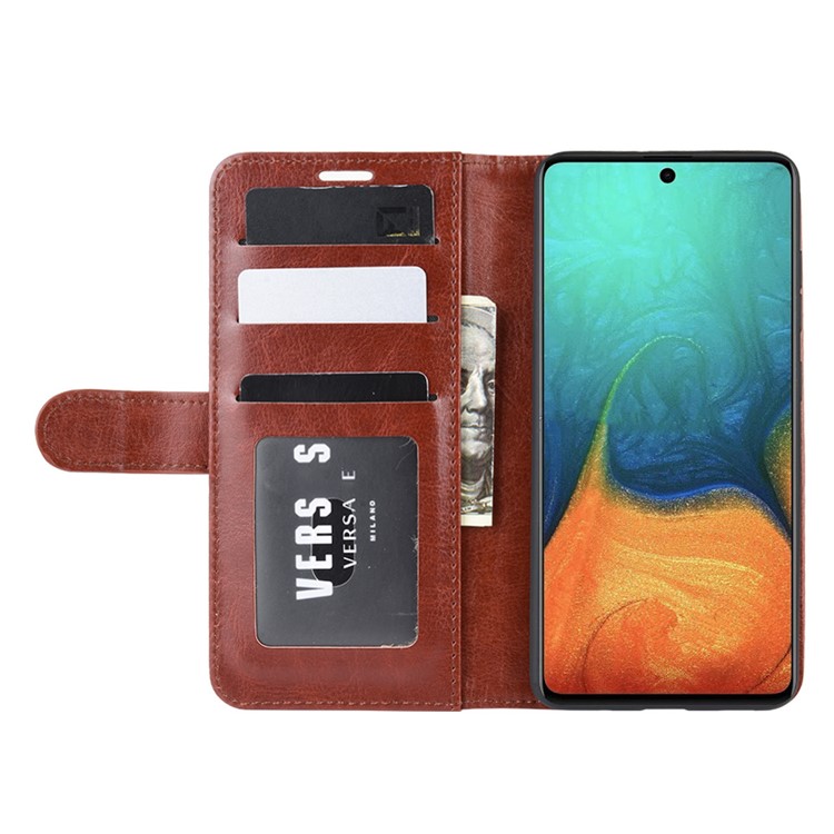 Crazy Horse Skin PU Leather Flip Phone Case for Samsung Galaxy A71 - Brown-5