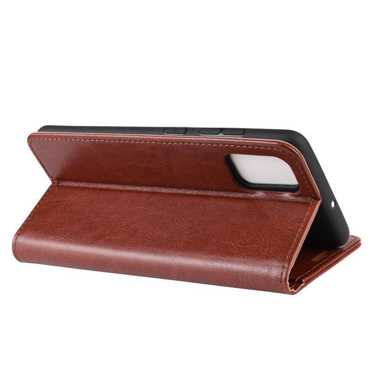 Crazy Horse Skin PU Leather Flip Phone Case for Samsung Galaxy A71 - Brown-6
