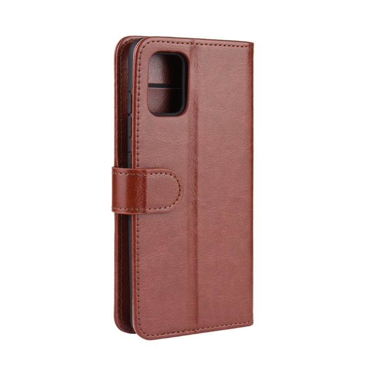 Crazy Horse Skin PU Leather Flip Phone Case for Samsung Galaxy A71 - Brown-7