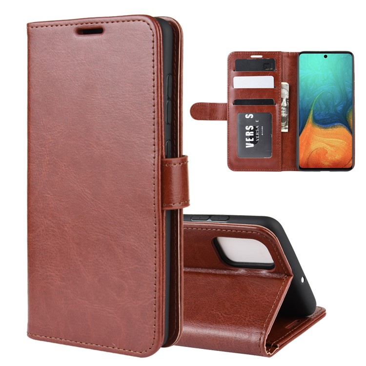 Crazy Horse Skin PU Leather Flip Phone Case for Samsung Galaxy A71 - Brown-8