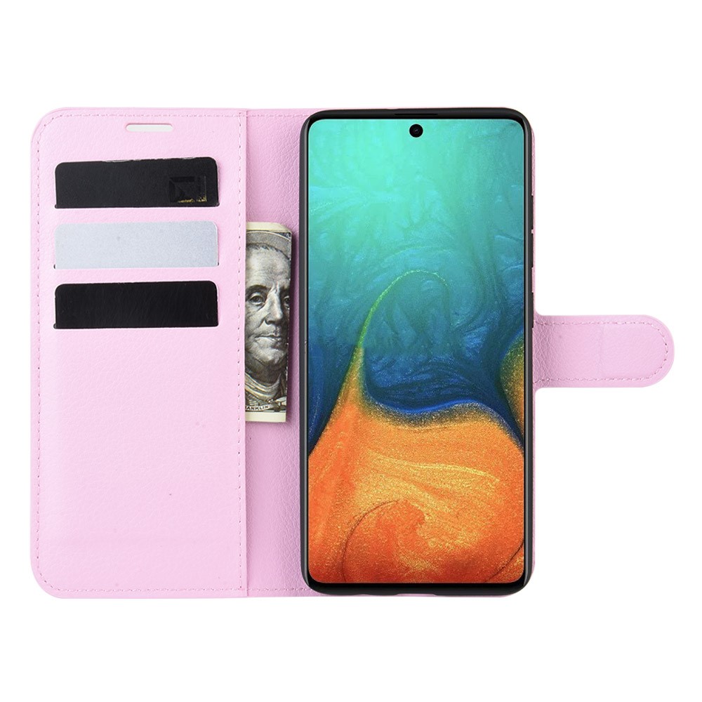 Litchi Skin Leather Wallet Case for Samsung Galaxy A71 - Pink-4