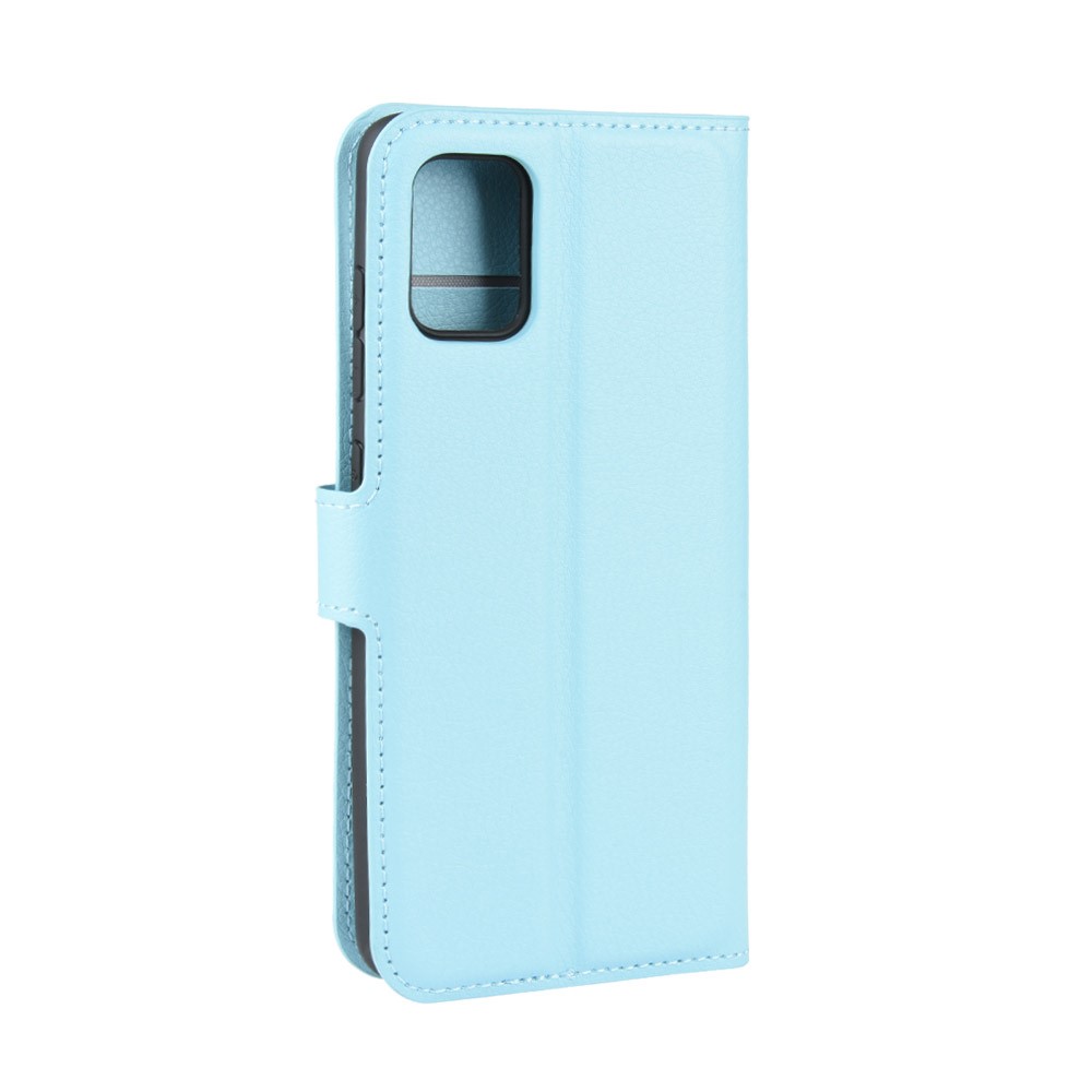 Étui de Portefeuille en Cuir Litchi Skin Pour Samsung Galaxy A71 Réglable Stand Design Téléphone Case - Bébé Bleu-6