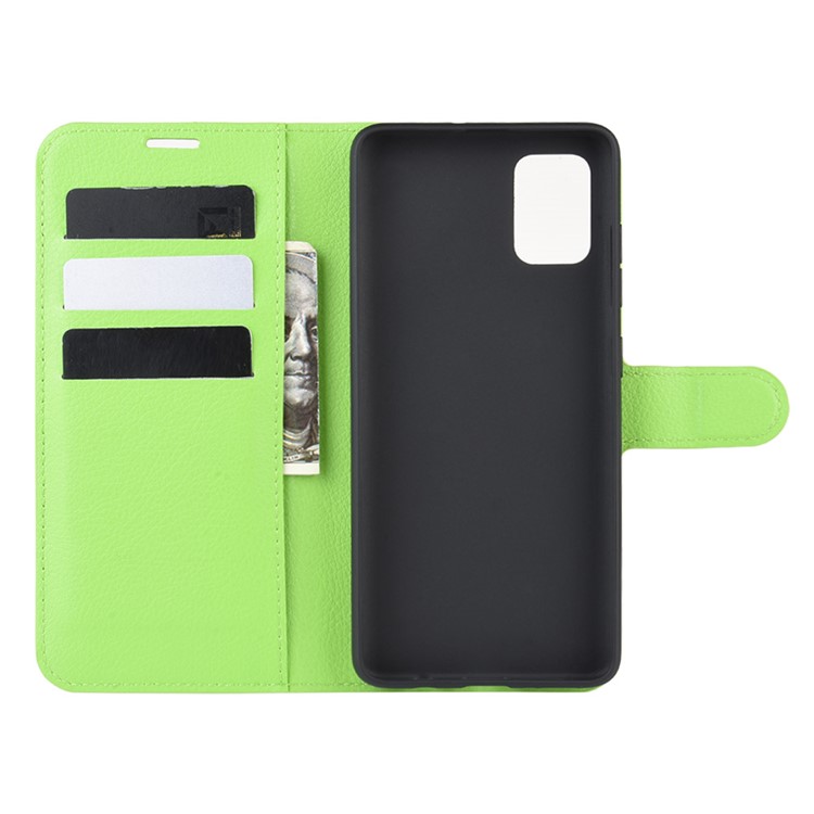 Litchi Skin Leather Wallet Case for Samsung Galaxy A71 - Green-3