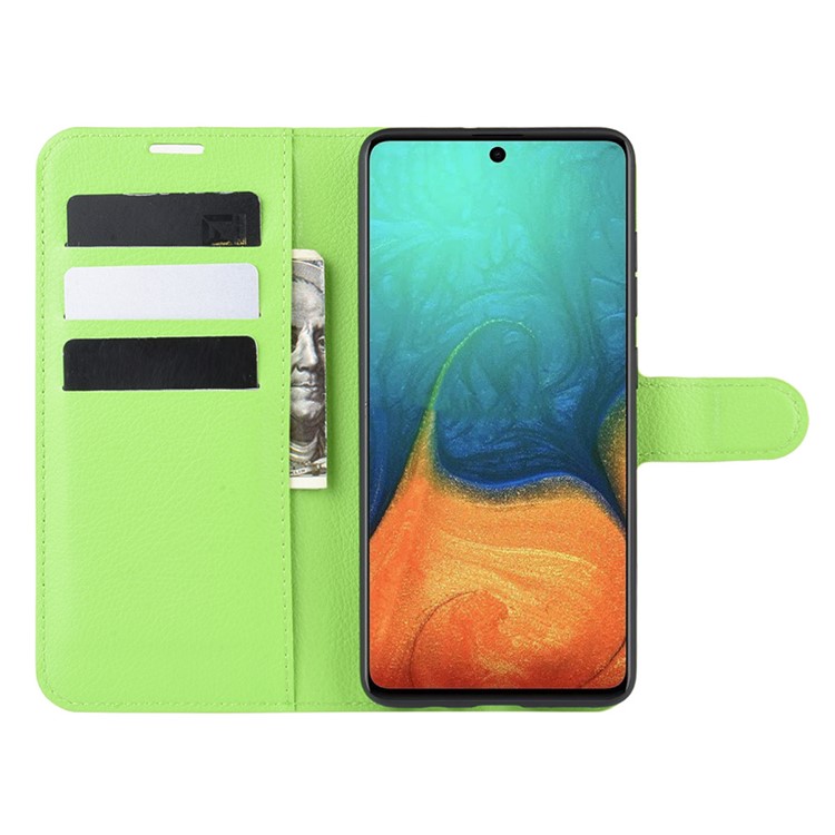 Litchi Skin Leather Wallet Case for Samsung Galaxy A71 - Green-5