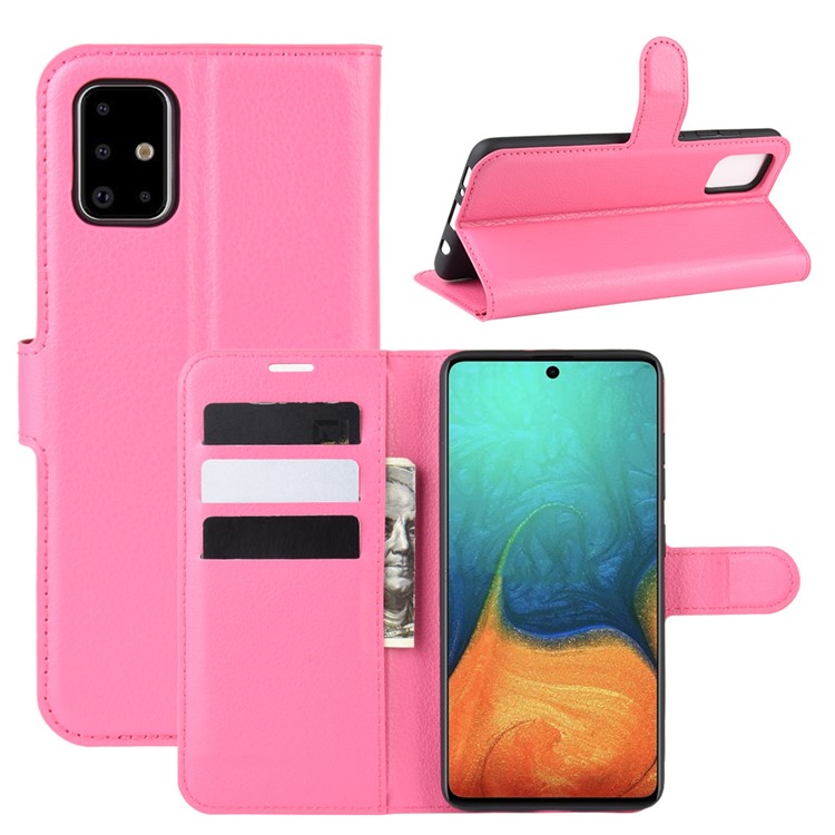 Litchi Skin Leather Wallet Case for Samsung Galaxy A71 - Rose-1