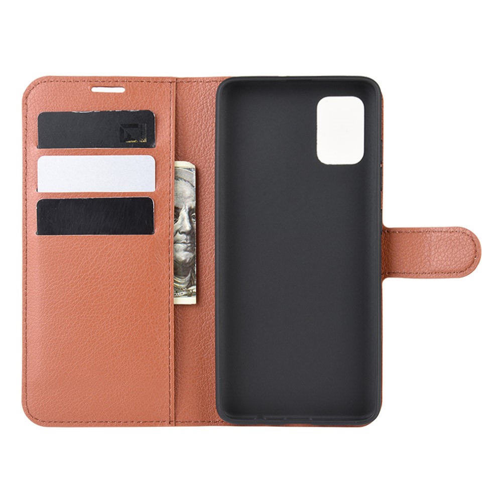 Litchi Skin Leather Wallet Case for Samsung Galaxy A71 - Brown-3