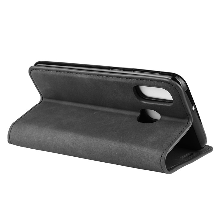 Silky Touch Leather Wallet Stand Case for Samsung Galaxy A40 - Black-5