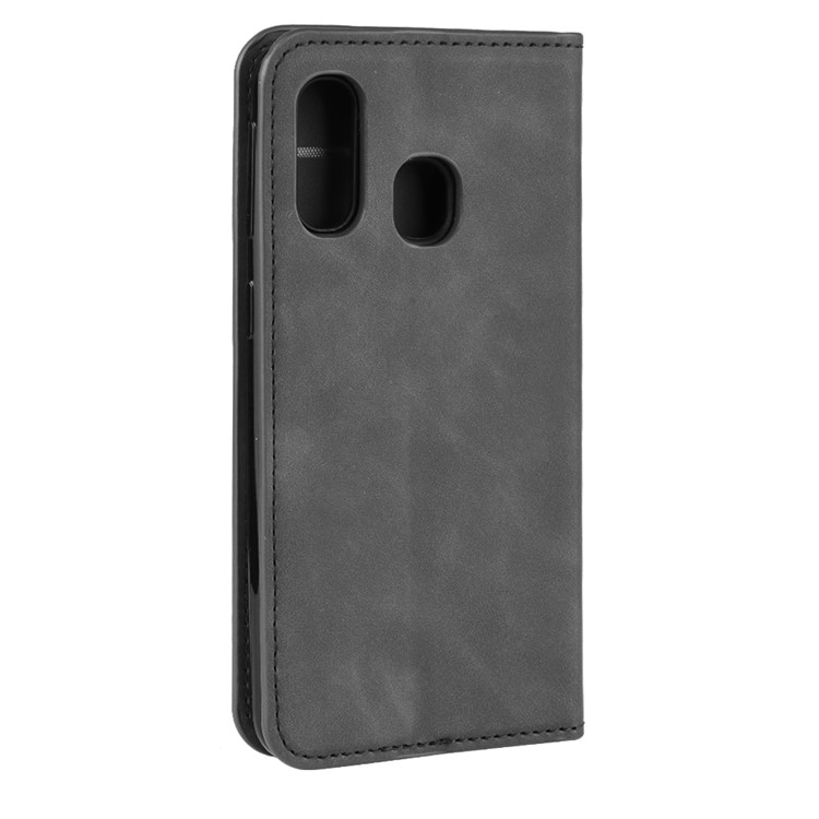 Silky Touch Leather Wallet Stand Case for Samsung Galaxy A40 - Black-6