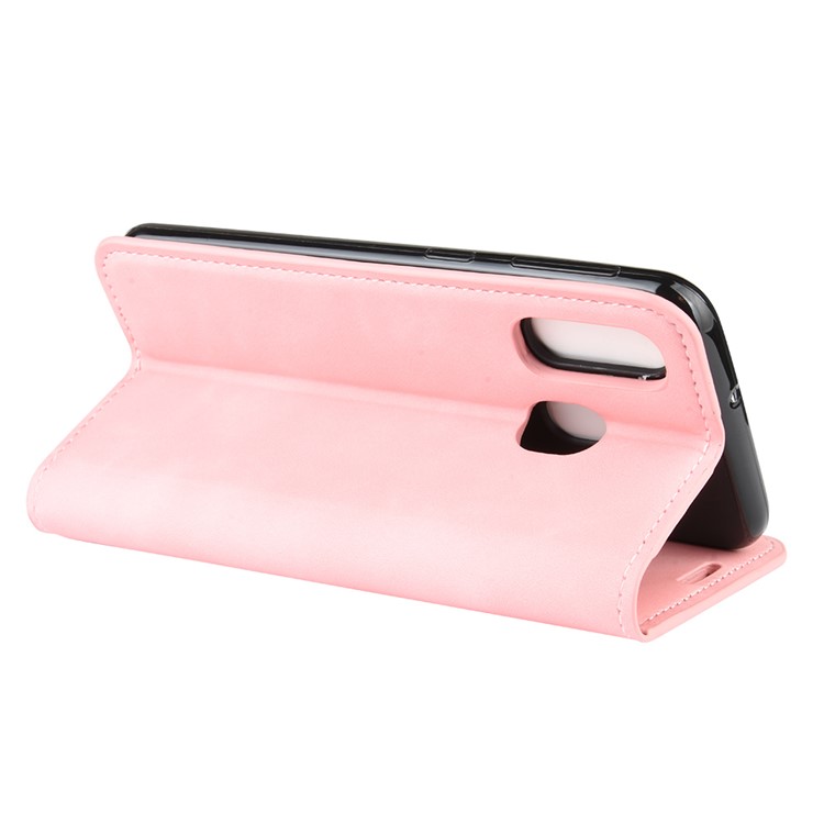 Silky Touch Leather Wallet Stand Case for Samsung Galaxy A40 - Pink-5