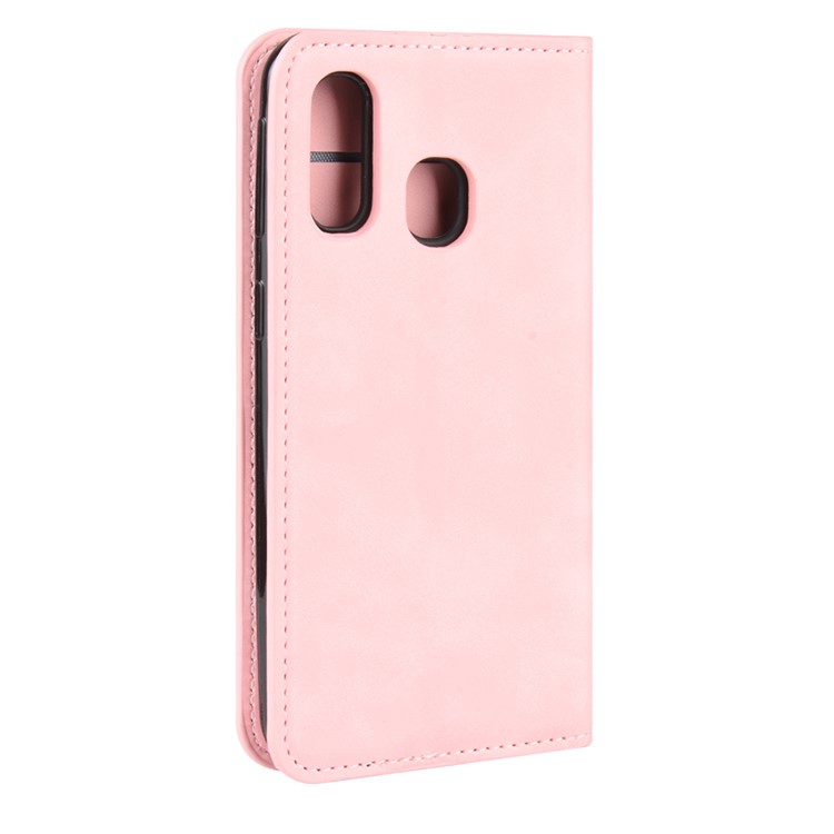 Silky Touch Leather Wallet Stand Case for Samsung Galaxy A40 - Pink-6