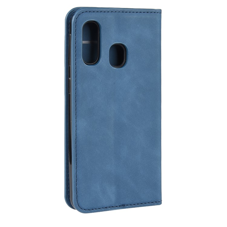 Silky Touch Leather Wallet Stand Case for Samsung Galaxy A40 - Blue-8