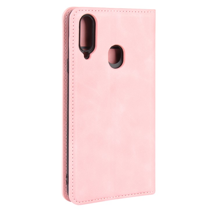 Silky Touch Leather Wallet Stand Case for Samsung Galaxy A20s - Pink-6