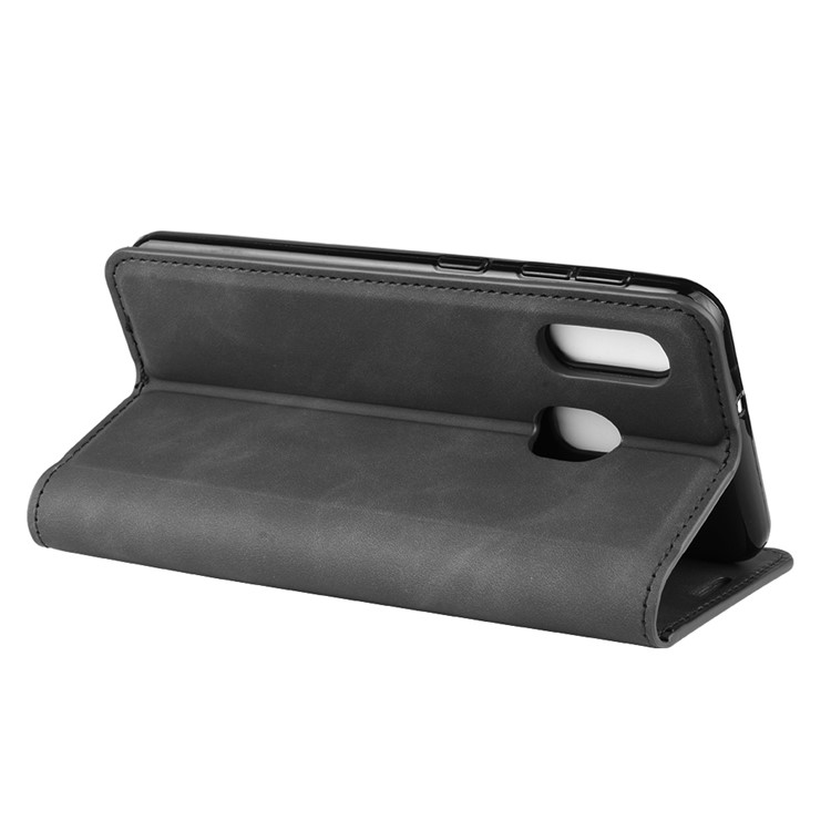 Silky Touch Leather Wallet Case for Samsung Galaxy A20e - Black-5
