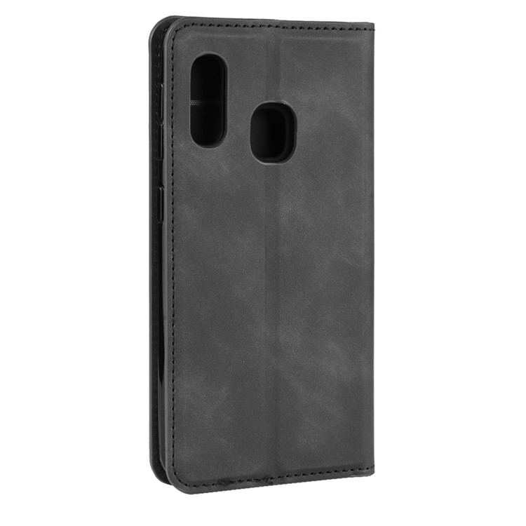 Silky Touch Leather Wallet Case for Samsung Galaxy A20e - Black-6