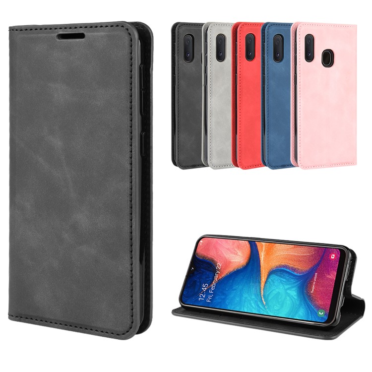 Silky Touch Leather Wallet Case for Samsung Galaxy A20e - Black-9