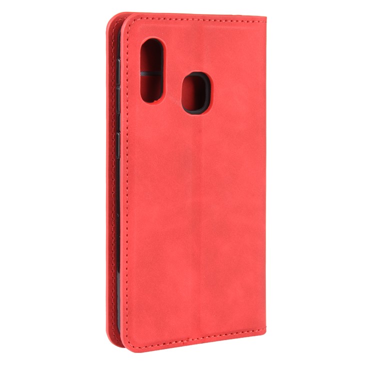 Silky Touch Leather Wallet Case for Samsung Galaxy A20e - Red-6