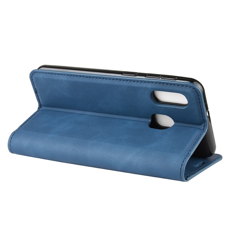 Silky Touch Leather Wallet Case for Samsung Galaxy A20e - Blue-7