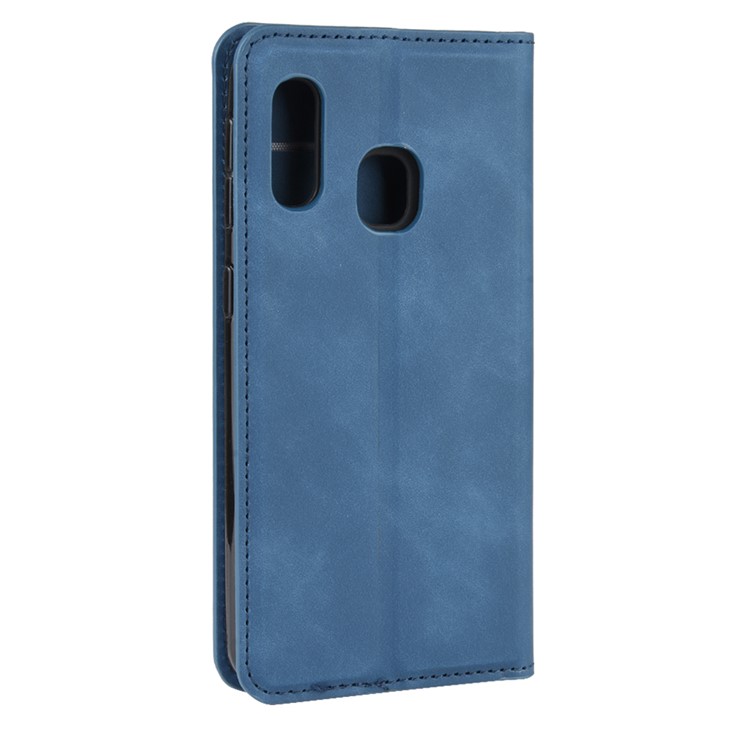 Silky Touch Leather Wallet Case for Samsung Galaxy A20e - Blue-8