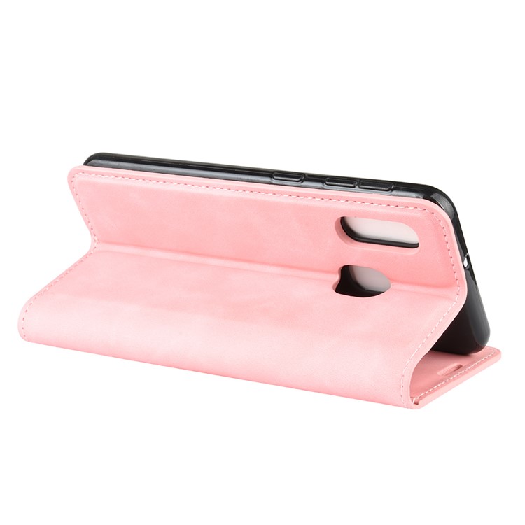 Silky Touch Leather Wallet Case for Samsung Galaxy A20e - Pink-5
