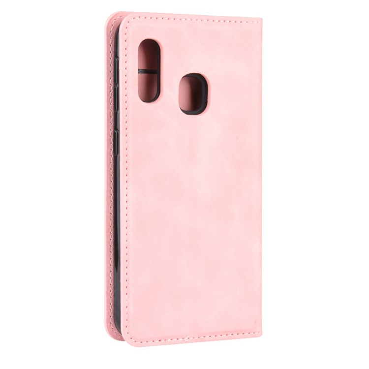 Silky Touch Leather Wallet Case for Samsung Galaxy A20e - Pink-6