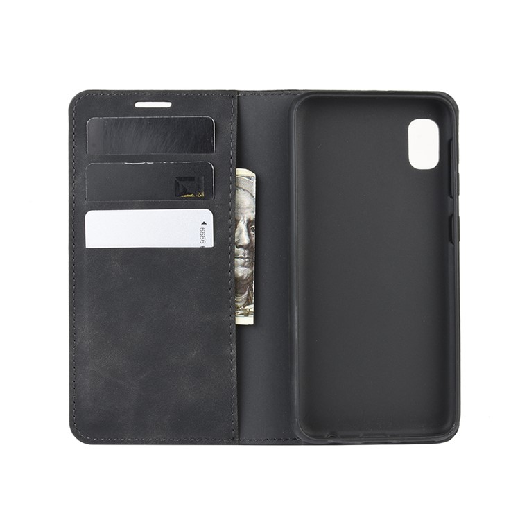 Silky Touch Leather Wallet Case for Samsung Galaxy A10e - Black-3