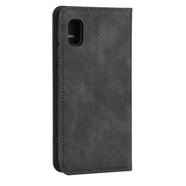 Silky Touch Leather Wallet Case for Samsung Galaxy A10e - Black-6