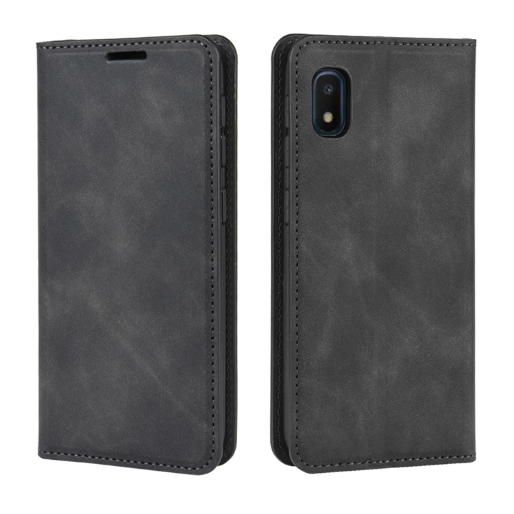 Silky Touch Leather Wallet Case for Samsung Galaxy A10e - Black-7