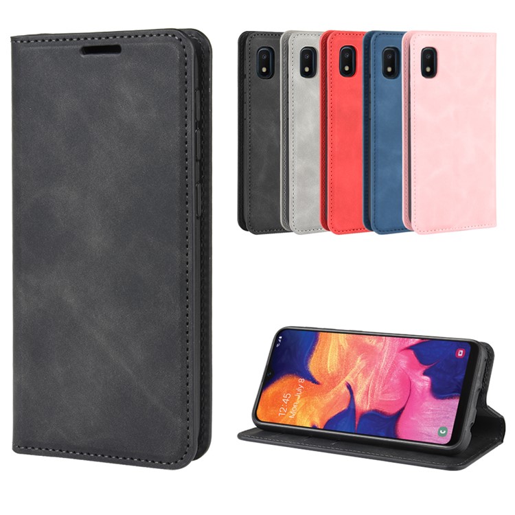 Silky Touch Leather Wallet Case for Samsung Galaxy A10e - Black-9