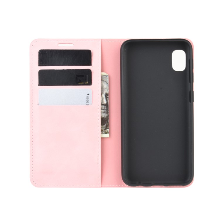 Caso Carteira Sedoso Toque De Couro Para Samsung Galaxy A10E - Rosa-3