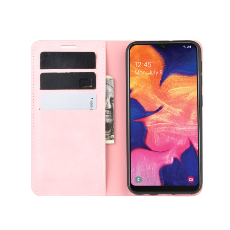 Caso Carteira Sedoso Toque De Couro Para Samsung Galaxy A10E - Rosa-4