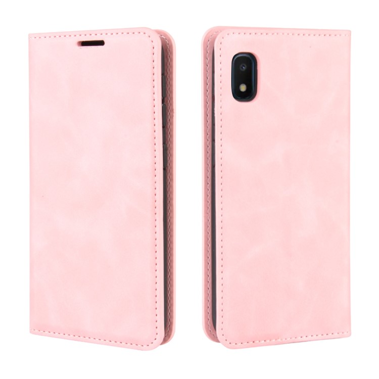 Caso Carteira Sedoso Toque De Couro Para Samsung Galaxy A10E - Rosa-7