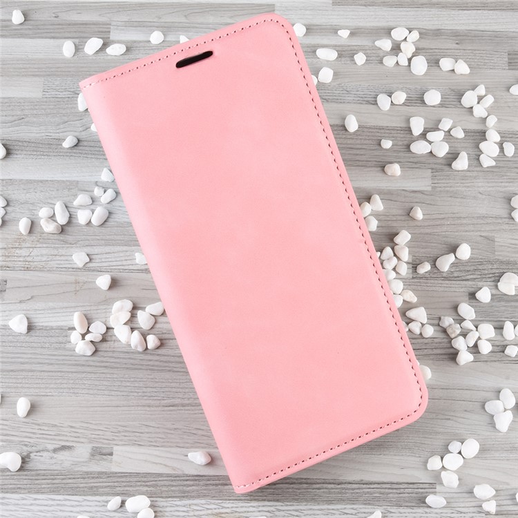 Caso Carteira Sedoso Toque De Couro Para Samsung Galaxy A10E - Rosa-8