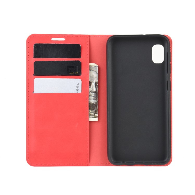 Silky Touch Leather Wallet Case for Samsung Galaxy A10e - Red-3