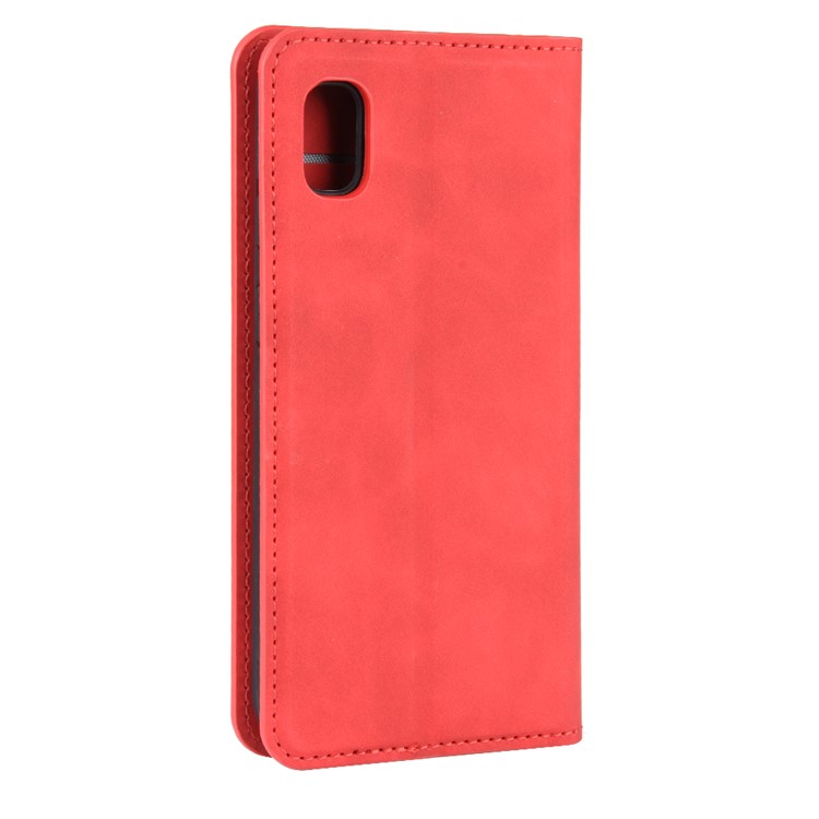 Silky Touch Leather Wallet Case for Samsung Galaxy A10e - Red-6