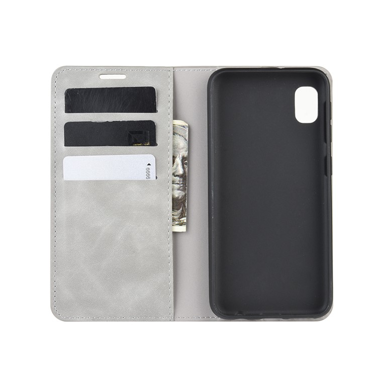 Silky Touch Leather Wallet Case for Samsung Galaxy A10e - Grey-3