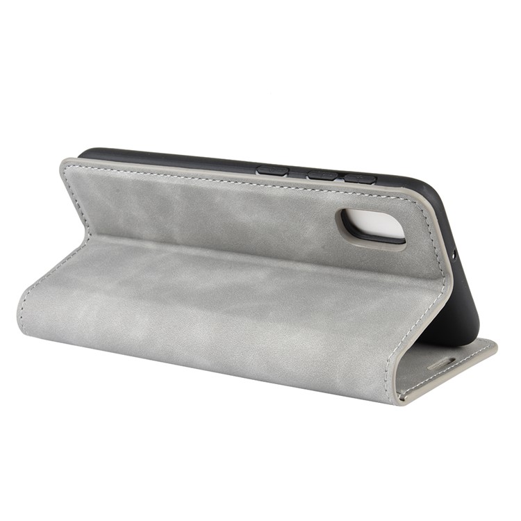 Silky Touch Leather Wallet Case for Samsung Galaxy A10e - Grey-5