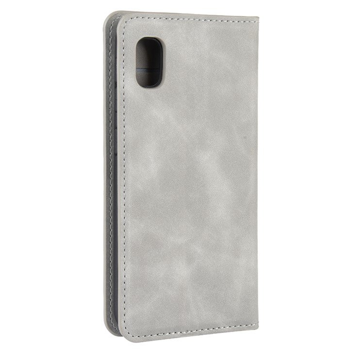 Silky Touch Leather Wallet Case for Samsung Galaxy A10e - Grey-6