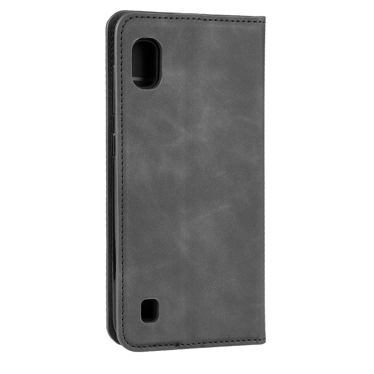 Funda de Carcasa de Cuero de Tacto Silky Para Samsung Galaxy A10 - Negro