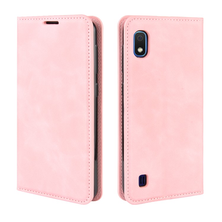 Silky Touch Leather Wallet Shell Case for Samsung Galaxy A10 - Pink-7