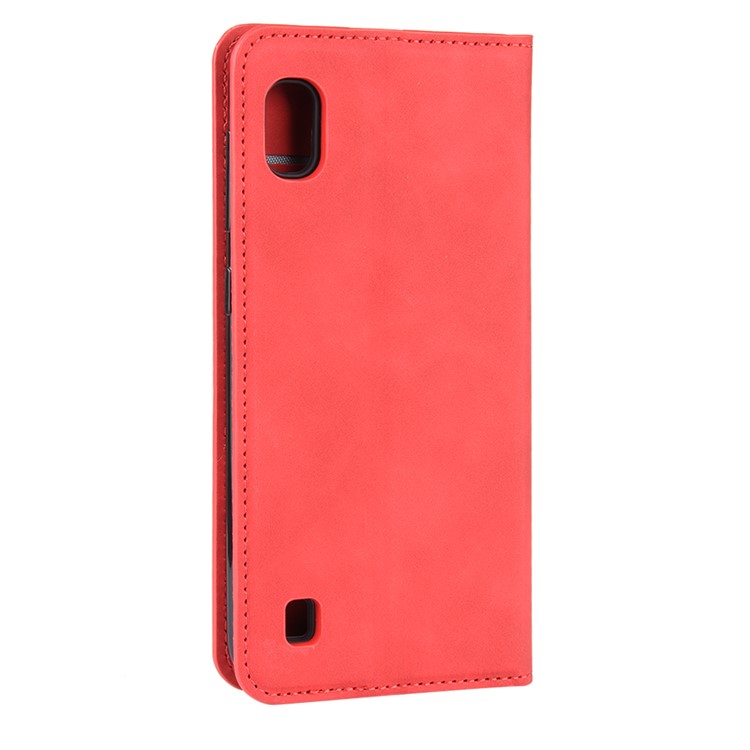 Étui à Coque de Portefeuille en Cuir Soyeux Pour Samsung Galaxy A10 - Rouge-6