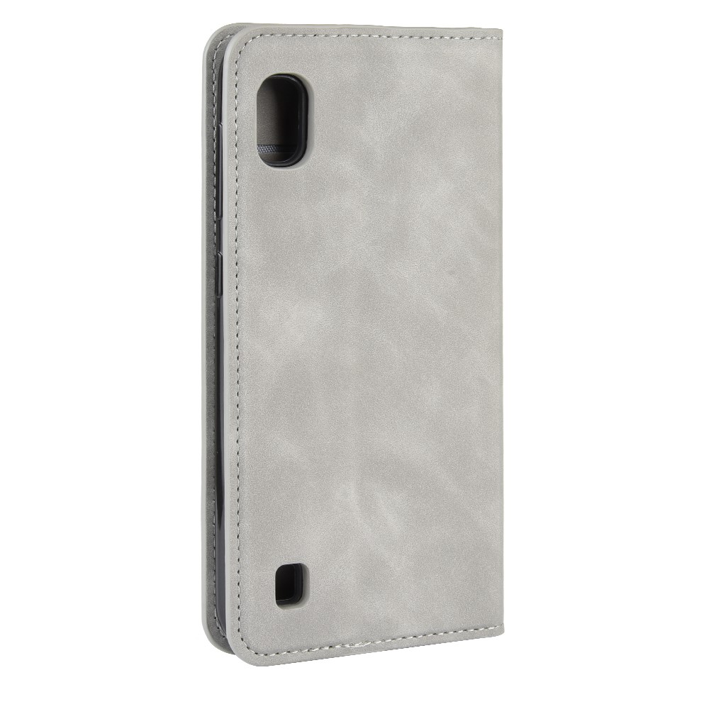 Silky Touch Leather Wallet Shell Case for Samsung Galaxy A10 - Grey-6